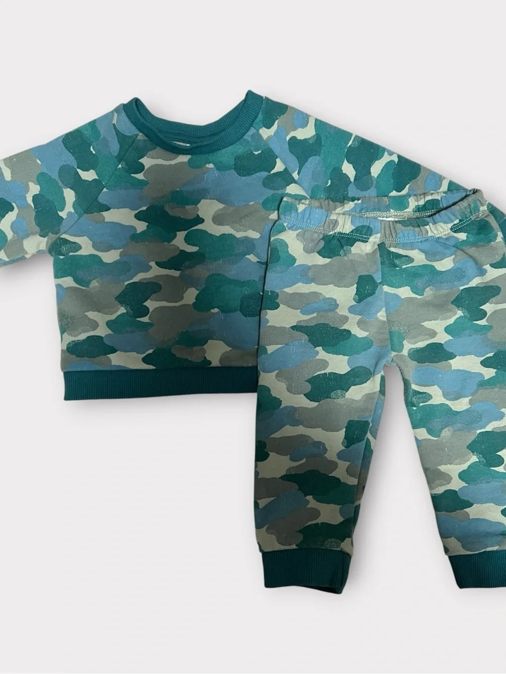 Cat & Jack Camo Fleece Sweatshirt Jogger Set 12M Green Baby